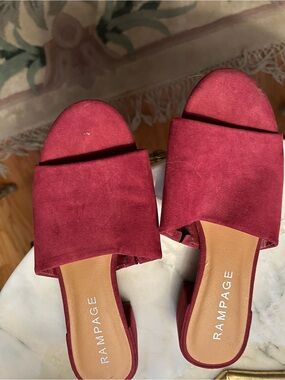 Rampage Women's Open-Toe Slide Sandals in Burgundy Sz 6.5 BB:338